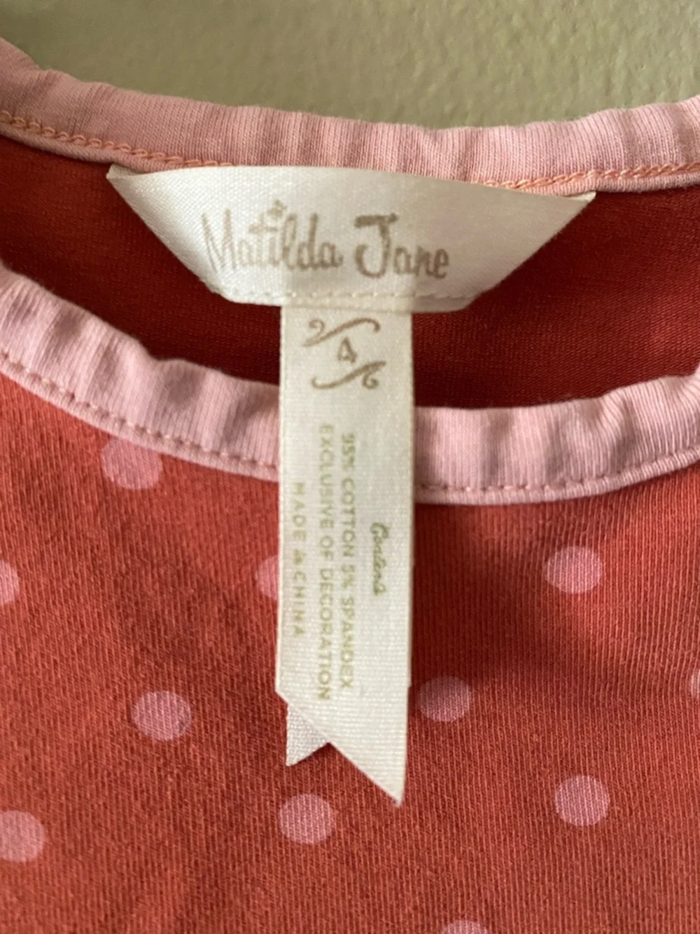 Matilda Jane Coral Pink Polka Dot Dress with Pocket Bow - Picture 2 of 5